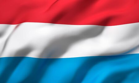 Flag of Luxembourg blowing in the wind. Full page Luxembourg flying flag. 3D illustration.の写真素材