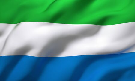 Flag of Sierra Leone blowing in the wind. Full page Sierra Leonean flying flag. 3D illustration.の写真素材