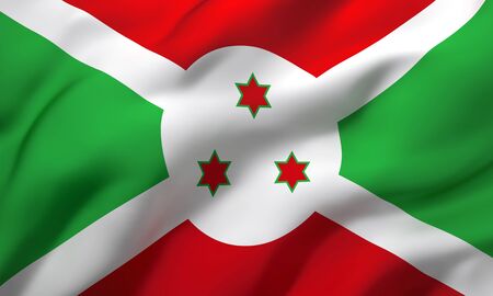 Flag of Burundi blowing in the wind. Full page Burundian flying flag. 3D illustration.の写真素材
