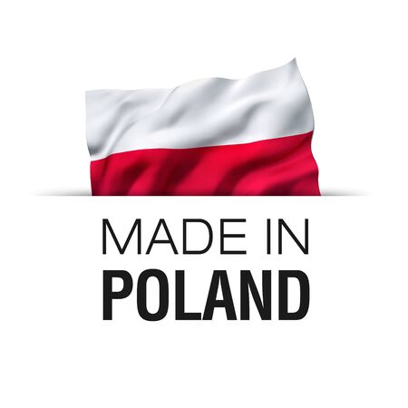Made in Poland - Guarantee label with a waving Polish flag.の写真素材