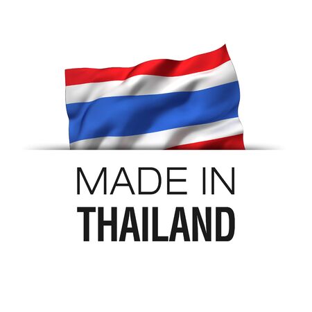 Made in Thailand - Guarantee label with a waving Thai flag.の写真素材