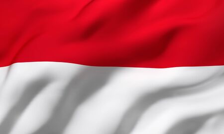 Flag of Monaco blowing in the wind. Full page Monaco flying flag. 3D illustration.の写真素材