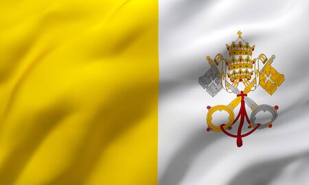Flag of France Vatican in the wind. Full page Vatican flying flag. 3D illustration.の写真素材