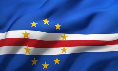 Flag of Cape Verde blowing in the wind. Full page Cape Verdean flying flag. 3D illustration.の写真素材