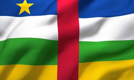 Flag of Central Africa blowing in the wind. Full page Central African flying flag. 3D illustration.の写真素材