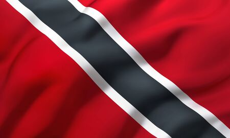 Flag of Trinidad and Tobago blowing in the wind. Full page flying flag. 3D illustration.の写真素材