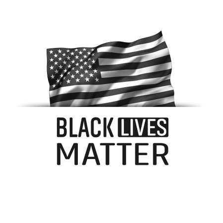 Black Lives Matter icon. Striped black and white USA flying flag, isolated on white.の写真素材