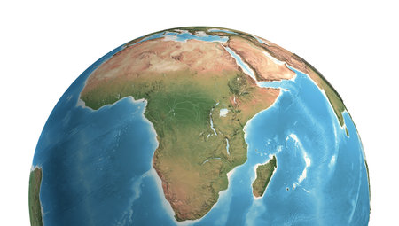 High resolution satellite view of Planet Earth, focused on Africa and Middle East - 3D illustrationの写真素材