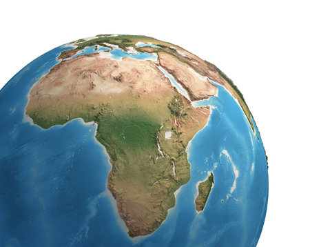 High resolution satellite view of Planet Earth, focused on Africa - 3D illustrationの写真素材