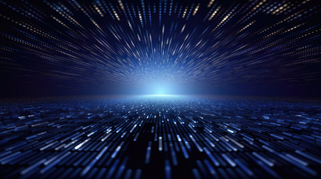 Abstract technology background with fiber optic network connections. Hyper-fast Broadband for Global Data - Generative AIの素材