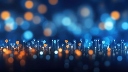 Abstract technology background with illuminated fiber optic network connections - generative AIの素材