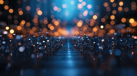 Abstract technology background with illuminated fiber optic network connections - generative AIの素材