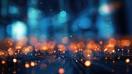 Abstract technology background with fiber optic network connections. Hyper-fast Broadband for Global Data - Generative AIの素材