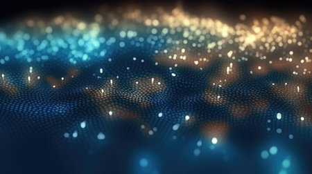 Abstract technology background with a graphic illustration of a cyber network, artificial neurons grid and global data connections - generative AIの素材