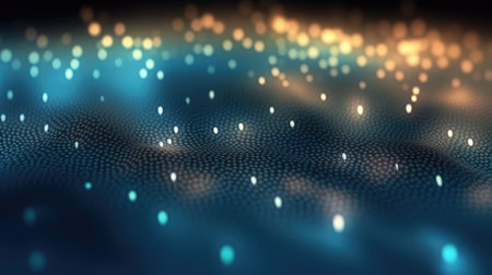 Abstract technology background with a graphic illustration of a cyber network, artificial neurons grid and global data connections - generative AIの素材