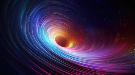 Colorful vortex energy, cosmic spiral waves, multicolor swirls explosion. Abstract futuristic digital background.の素材