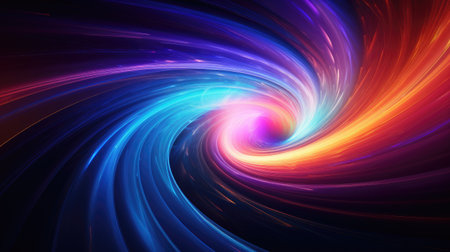 Colorful vortex energy, cosmic spiral waves, multicolor swirls explosion. Abstract futuristic digital background.の素材