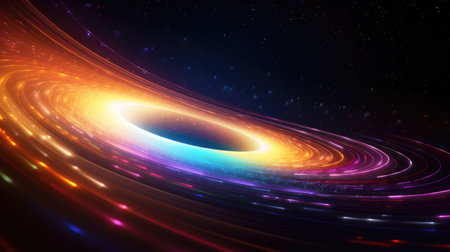Colorful vortex energy, cosmic spiral waves, multicolor swirls explosion. Abstract futuristic digital background.の素材