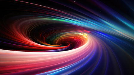 Colorful vortex energy, cosmic spiral waves, multicolor swirls explosion. Abstract futuristic digital background.の素材