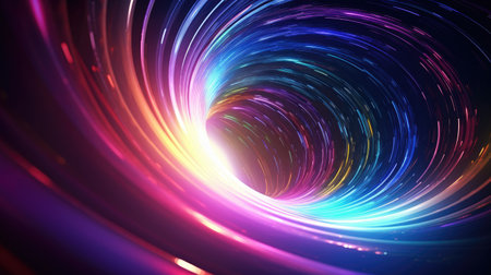 Colorful vortex energy, cosmic spiral waves, multicolor swirls explosion. Abstract futuristic digital background.の素材