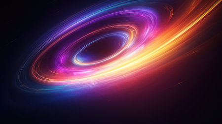Colorful vortex energy, cosmic spiral waves, multicolor swirls explosion. Abstract futuristic digital background.の素材