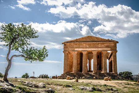 The Temple of Concord in the Valley of Temples near Agrigento, Sicilyの写真素材