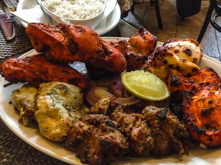 Plate of various grilled Tandoori Meats.の写真素材