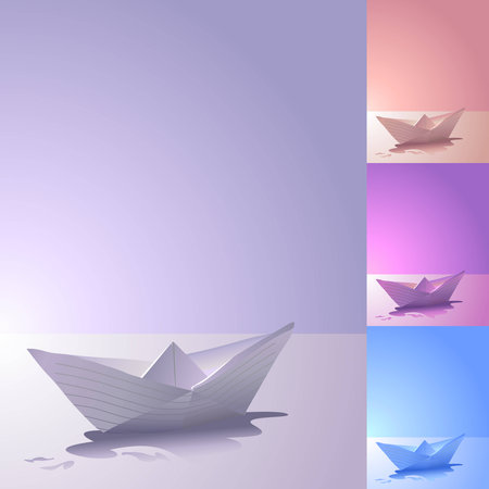 White art and craft paper boat vector illustration with copy spaceのイラスト素材