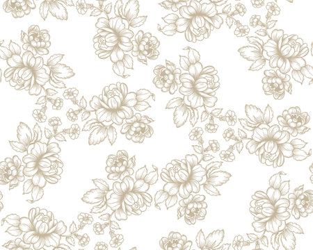 Old fashion seamless vector pattern with flowersのイラスト素材