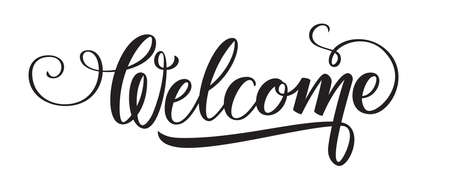Welcome Handwritten brush calligraphy letteringのイラスト素材