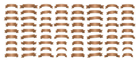 Ribbons - Banner set with shiny effect on white background. Vector illustration.のイラスト素材