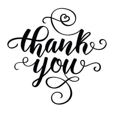 Thank You Lettering calligraphy brush pen. Typography Print. Vector illustration.のイラスト素材