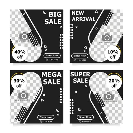 social media post black colour style two for your promotion businessのイラスト素材