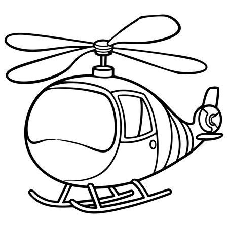 A cartoon style helicopter flying with big rotors and friendly designのイラスト素材