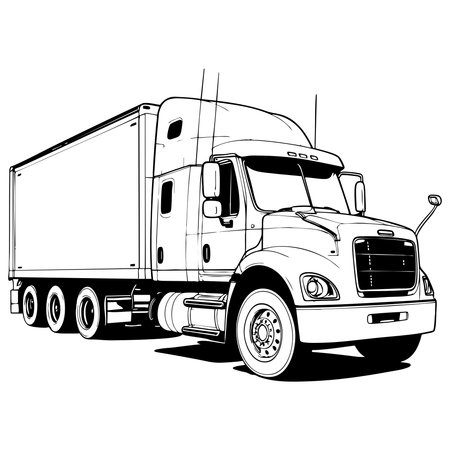 Cargo truck with trailer design for kids coloring activity fun learningのイラスト素材