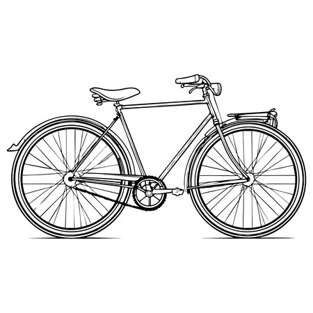 Simple vintage bicycle coloring page for kids and adultsのイラスト素材