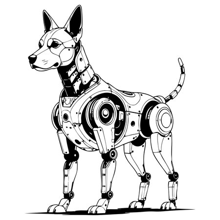 Futuristic robotic dog standing proudly great for coloring funのイラスト素材