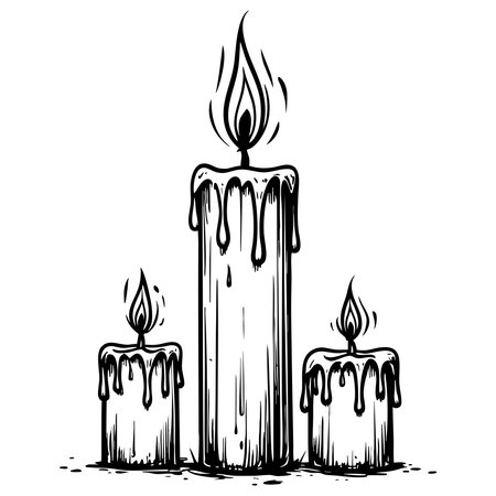 Three candles with melting wax perfect for relaxing coloring artのイラスト素材
