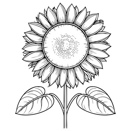 Beautiful sunflower illustration perfect for coloring pages and nature art designのイラスト素材