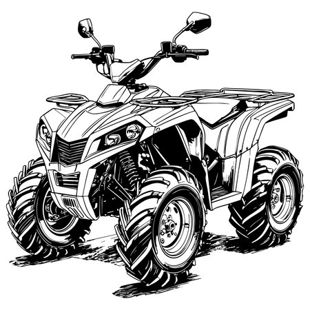 Four wheel ATV quad line art for fun coloring pageのイラスト素材