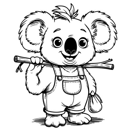 Adorable koala illustration created for kids coloring books wildlife themes and relaxing creative activitiesのイラスト素材