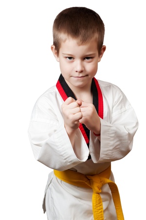 Young boy training karate  の写真素材