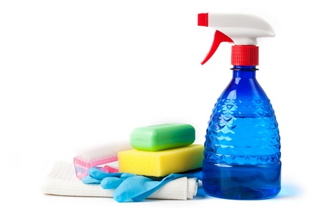 cleaning kit isolated on white backgroundの写真素材