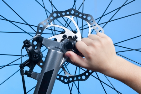 repairing bikeの写真素材