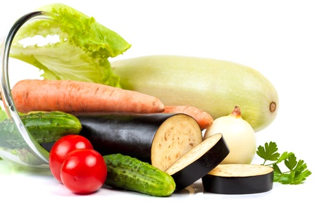 Fresh raw vegetables isolated on the whiteの写真素材