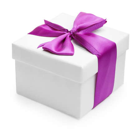 White box, bow and ribbonの写真素材