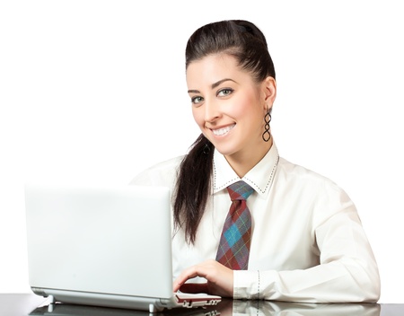 attractive businesswoman with laptopの写真素材