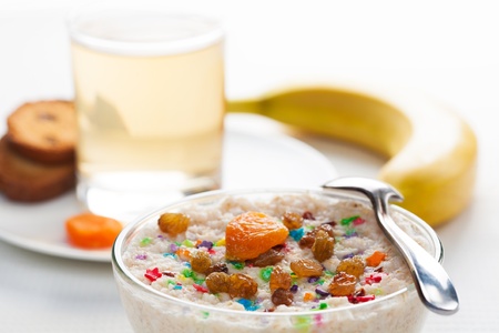 dietetic delicious breakfast on a light backgroundの写真素材