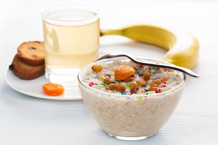 dietetic tasty breakfast on a light backgroundの写真素材