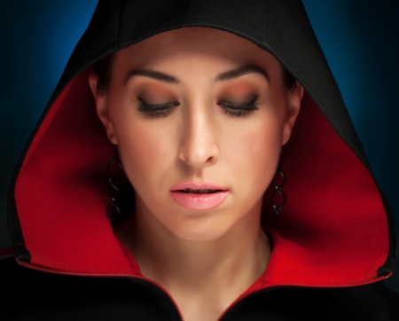 Portrait of a beautiful mysterious womanの写真素材